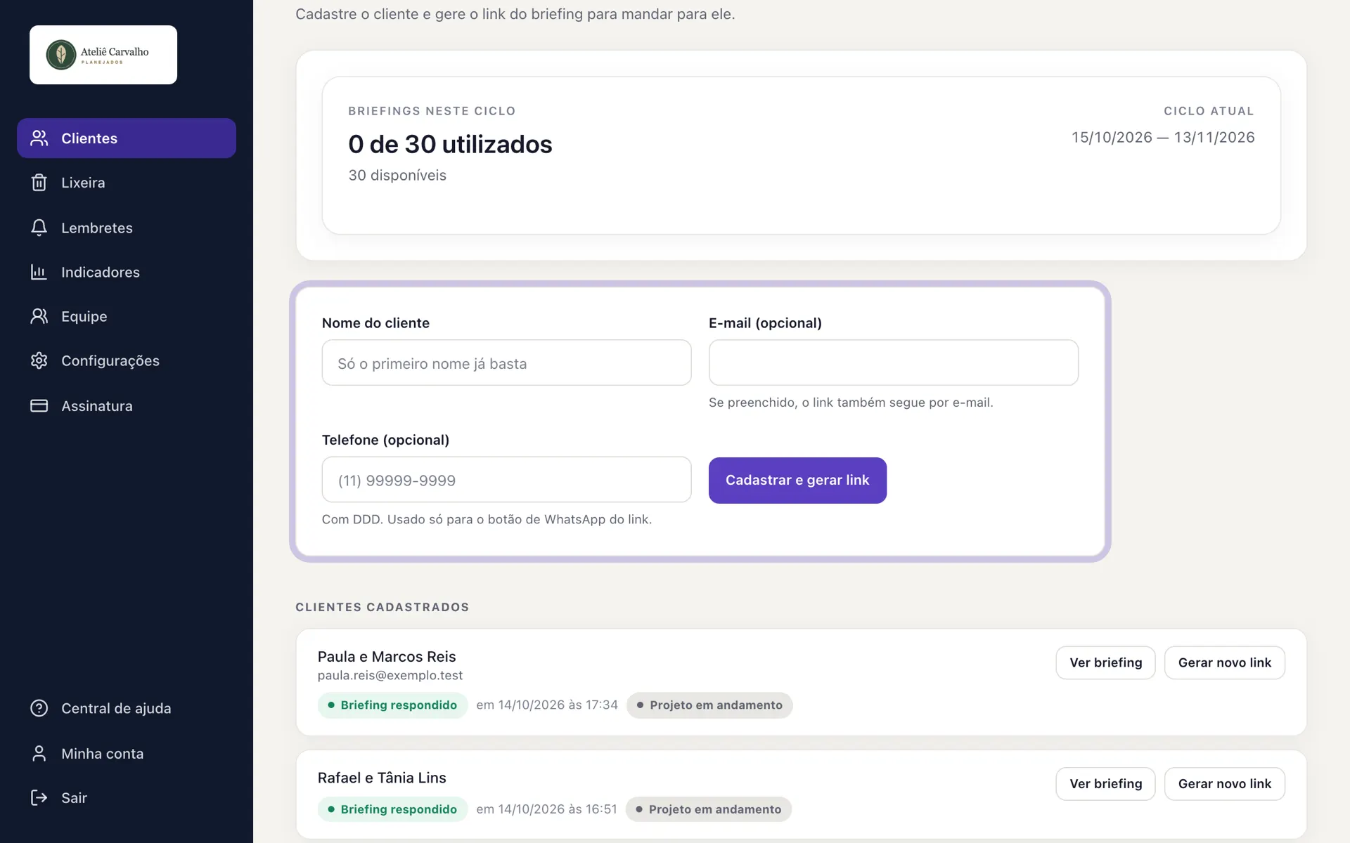 Formulário de cadastro realçado pelo botão Ver onde fica.