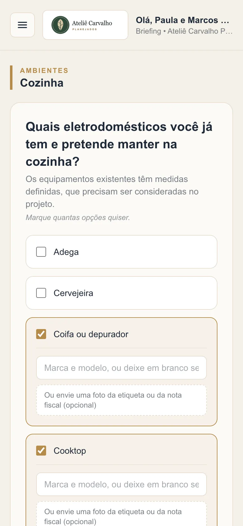 A mesma pergunta no celular do cliente.